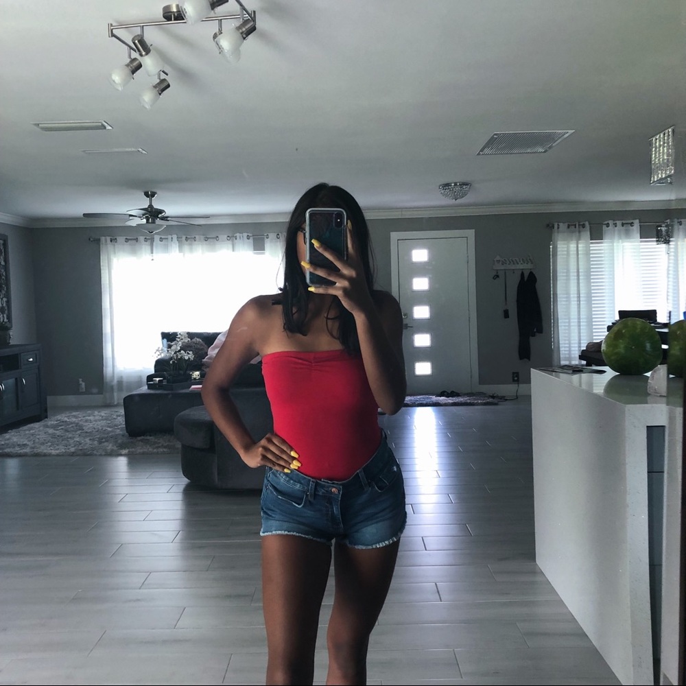 red thong bodysuit